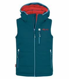 Trollkids Narvik Outdoorweste Kinder Petrolblau/Rot