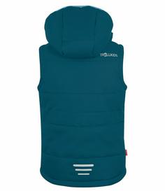 Rückansicht von Trollkids Narvik Outdoorweste Kinder Petrolblau/Rot