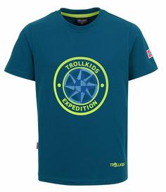 Trollkids Windrose T T-Shirt Kinder Petrolgrün/Lime