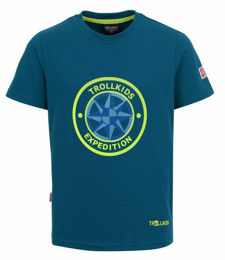 Trollkids Trollkids Windrose T T-Shirt Kinder - Petrolgr&uuml;n/Lime - 0 | SportScheck