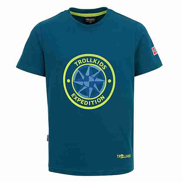 Trollkids Windrose T T-Shirt Kinder Petrolgrün/Lime