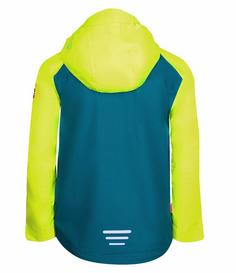 Rückansicht von Trollkids Haugesund Regenjacke Kinder Limegelb/Petrolblau