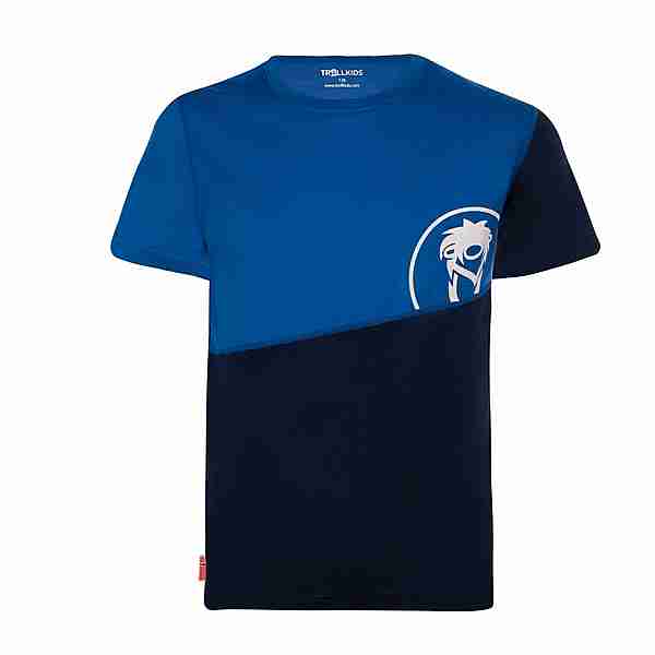 Trollkids Merino Sandefjord T-Shirt Kinder Marineblau / Mittelblau