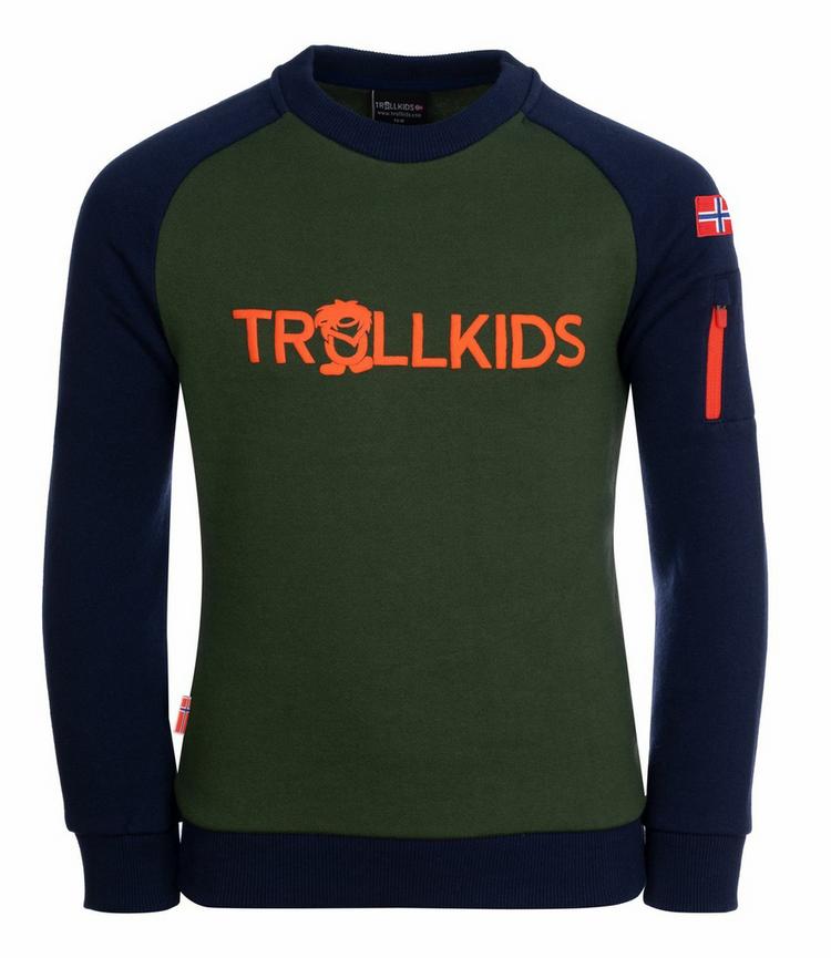 Trollkids Trollkids Sandefjord Funktionssweatshirt Kinder - Waldgr&uuml;n/Marineblau - 0 | SportScheck