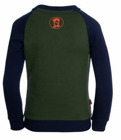 Rückansicht von Trollkids Sandefjord Funktionssweatshirt Kinder Waldgrün/Marineblau