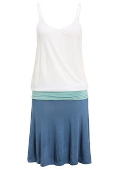 BEACH TIME Strandkleid Tr&auml;gerkleid Damen wei&szlig;-t&uuml;rkis-blau