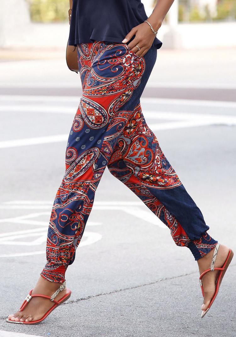 Lascana Lascana Strandhose Stoffhose Damen - marine-rot - 0 | SportScheck