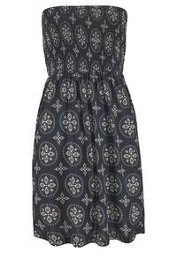 Lascana Bandeaukleid Maxikleid Damen - schwarz-beige-bedruckt