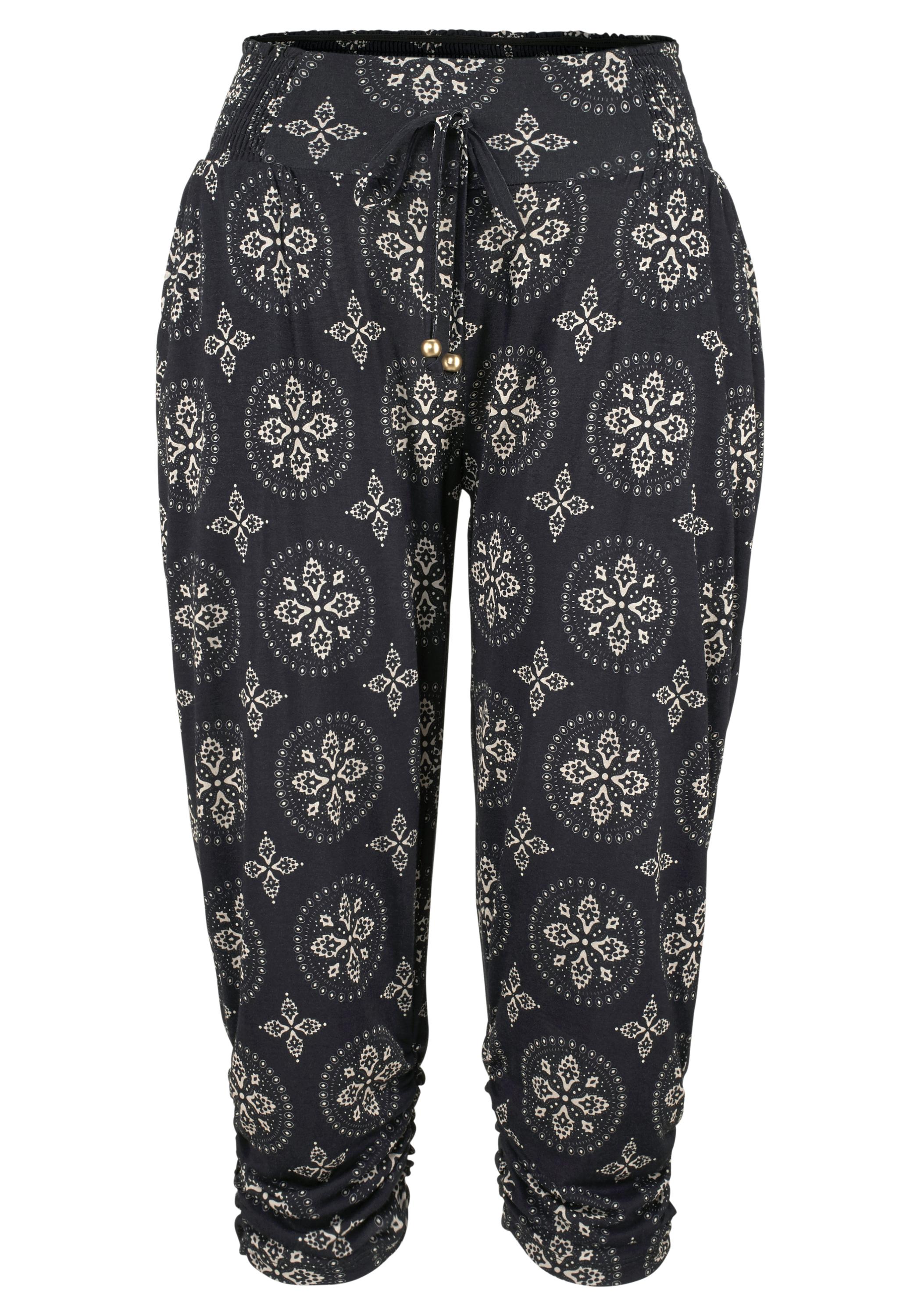 Lascana Strandcapri Printhose Damen - schwarz-beige