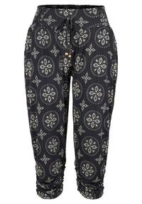 Lascana Strandcapri Printhose Damen - schwarz-beige