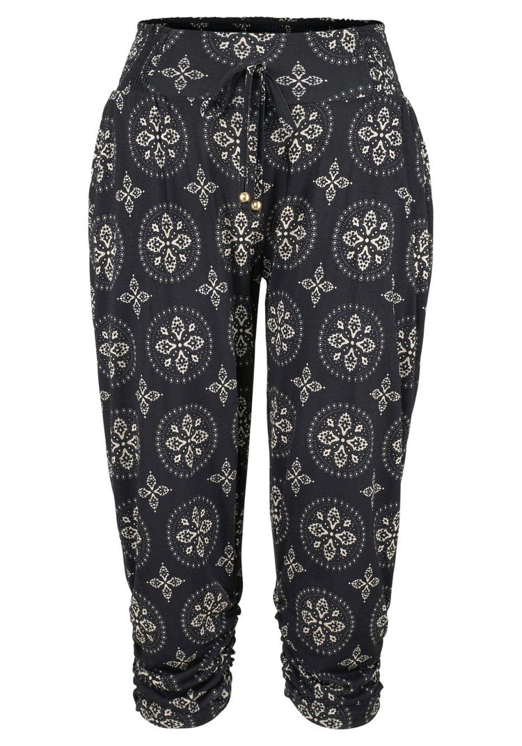 Lascana Lascana Strandcapri Printhose Damen - schwarz-beige - 0 | SportScheck