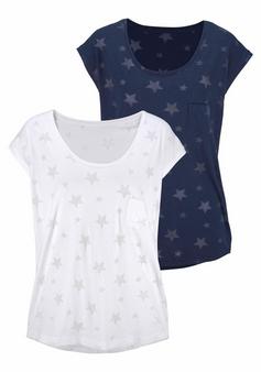 BEACH TIME Kurzarmshirt T-Shirt Damen marine weiß