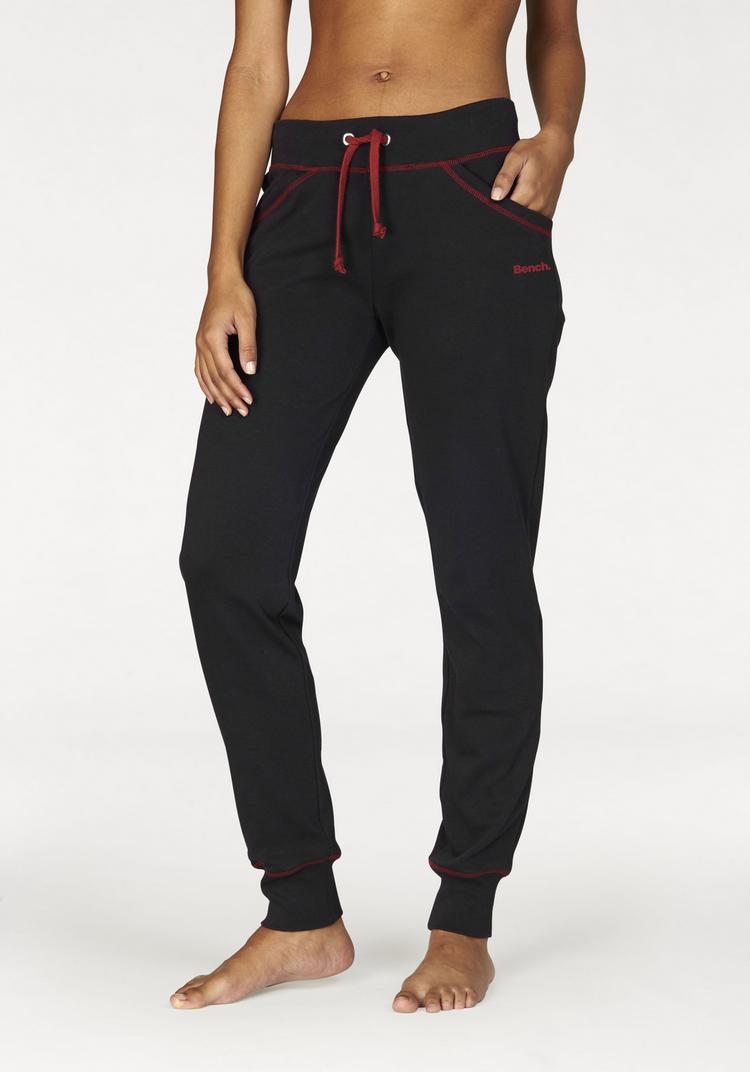 Bench Bench Relaxhose Sweathose Damen - schwarz-rubinrot - 0 | SportScheck