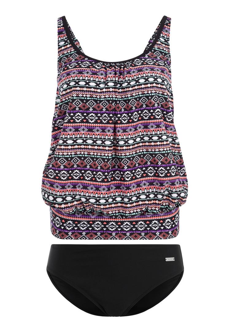 Lascana Lascana Oversize-Tankini Bikini Set Damen - schwarz-bunt - 0 | SportScheck