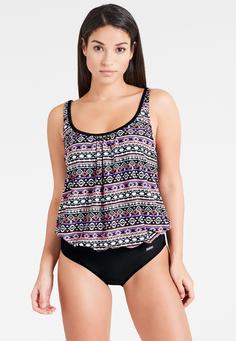 Rückansicht von Lascana Oversize-Tankini Bikini Set Damen schwarz-bunt