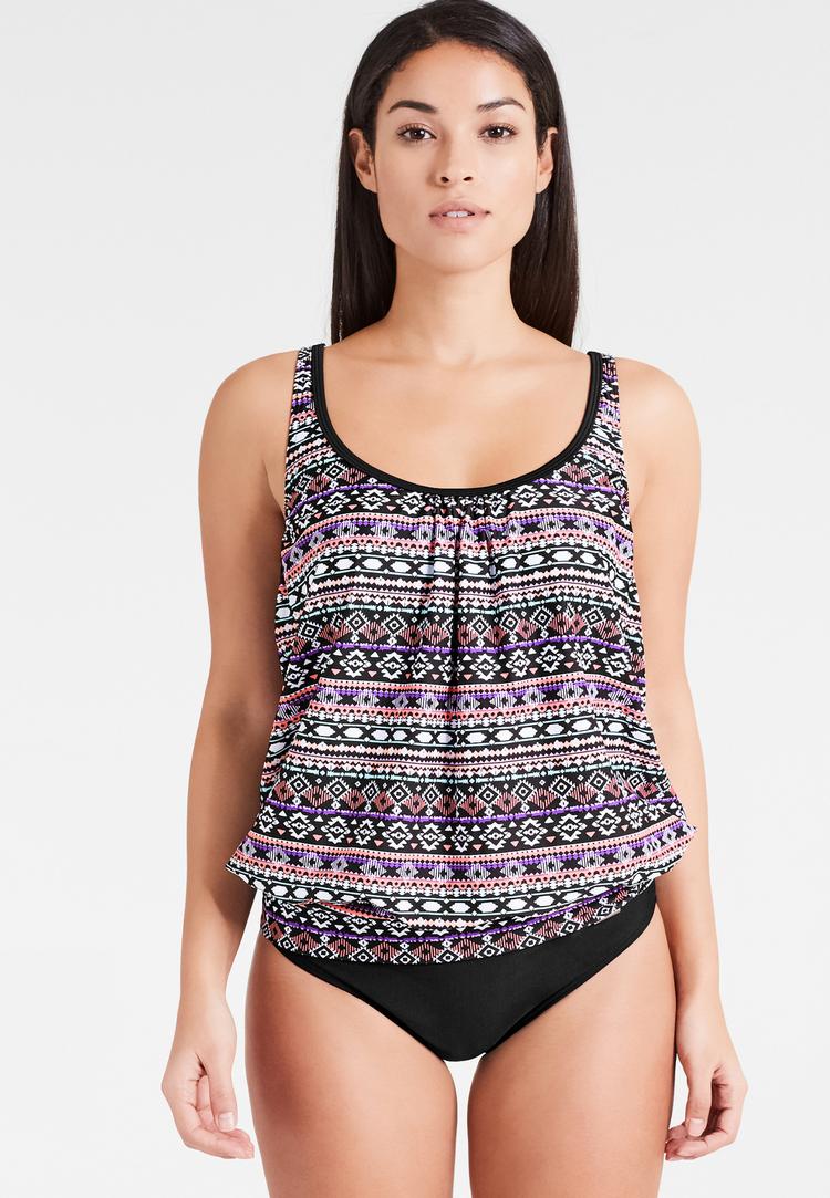 Lascana Lascana Oversize-Tankini Bikini Set Damen - schwarz-bunt - 1 | SportScheck