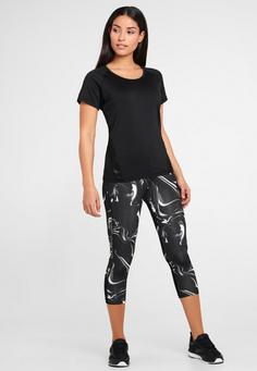 Rückansicht von LASCANA Active Caprileggings Tights Damen schwarz-gemustert-wei&szlig;