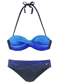 Lascana Bügel-Bandeau-Bikini Bikini Set Damen blau-bedruckt