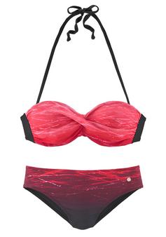 Lascana Bügel-Bandeau-Bikini Bikini Set Damen rot-bedruckt