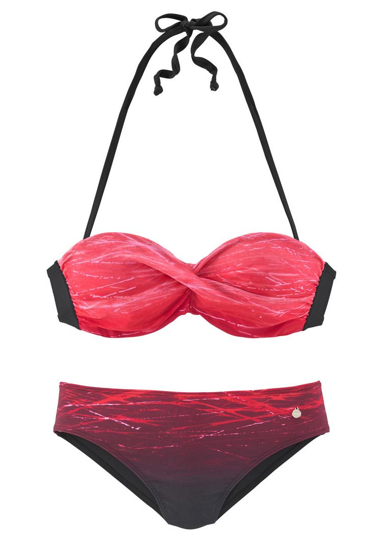 Lascana Lascana B&uuml;gel-Bandeau-Bikini Bikini Set Damen - rot-bedruckt - 0 | SportScheck