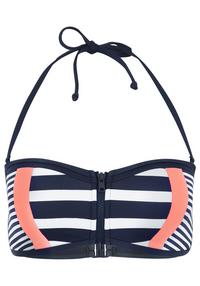 KangaROOS Bandeau-Bikini-Top Bikini Oberteil Damen - marine-wei&szlig;