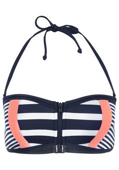 KangaROOS Bandeau-Bikini-Top Bikini Oberteil Damen marine-weiß