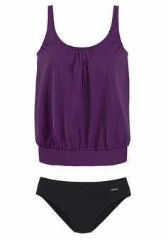 Lascana Oversize-Tankini Bikini Set Damen aubergine