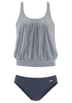 Lascana Oversize-Tankini Bikini Set Damen marine-gestreift