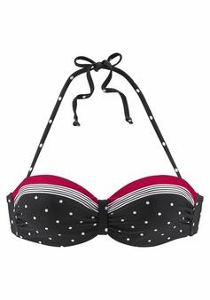 Lascana Bandeau-Bikini-Top Bikini Oberteil Damen schwarz-rot