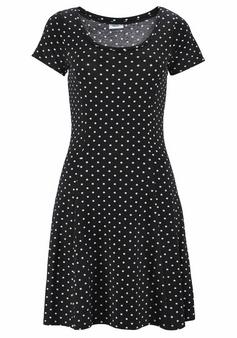 BEACH TIME Sommerkleid Trägerkleid Damen schwarz-weiß-gepunktet