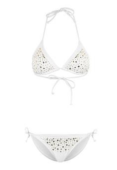 JETTE Triangel-Bikini Bikini Set Damen weiß
