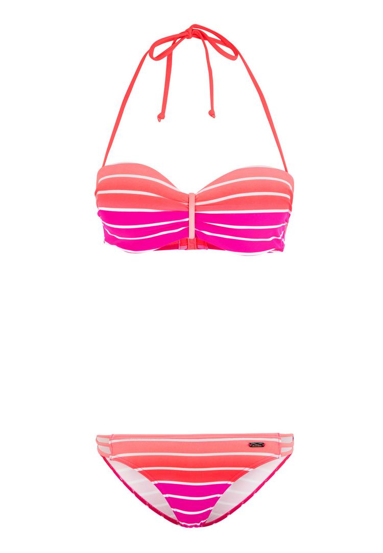 VENICE BEACH VENICE BEACH B&uuml;gel-Bandeau-Bikini Bikini Set Damen - pink-gestreift - 0 | SportScheck