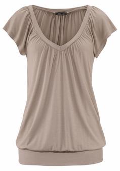 Lascana V-Shirt V-Shirt Damen taupe