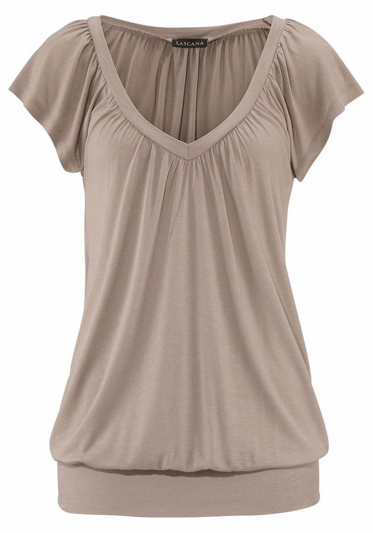 Lascana Lascana V-Shirt V-Shirt Damen - taupe - 1 | SportScheck