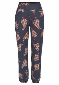 Lascana Strandhose Stoffhose Damen - marine-ros&eacute;-bedruckt