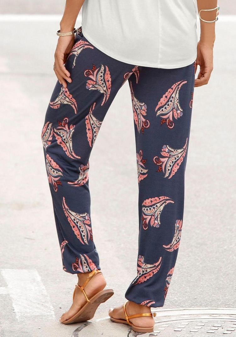 Lascana Lascana Strandhose Stoffhose Damen - marine-ros&eacute;-bedruckt - 2 | SportScheck