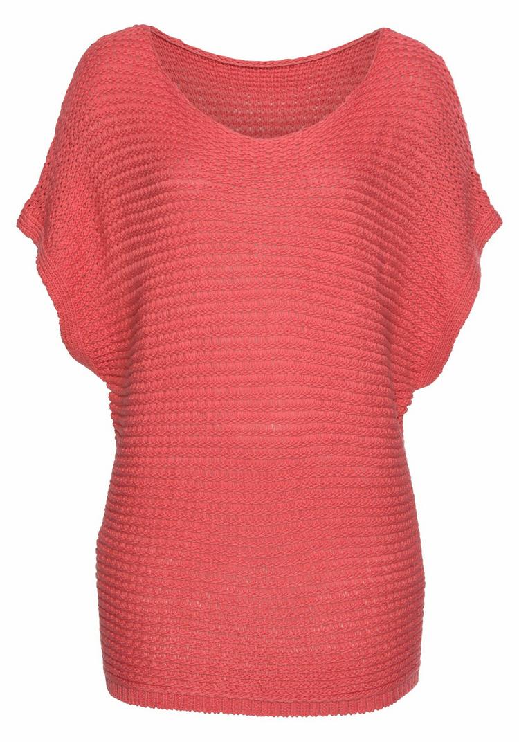 Lascana Lascana Kurzarmpullover Rundhalspullover Damen - koralle - 0 | SportScheck