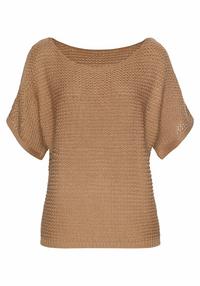Lascana Kurzarmpullover Rundhalspullover Damen - camelfarben