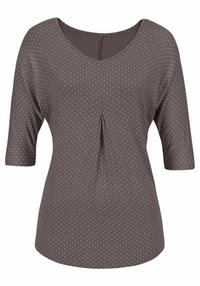 Lascana Kurzarmshirt T-Shirt Damen - taupe-gepunktet
