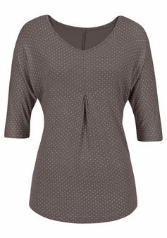 Lascana Kurzarmshirt T-Shirt Damen taupe-gepunktet
