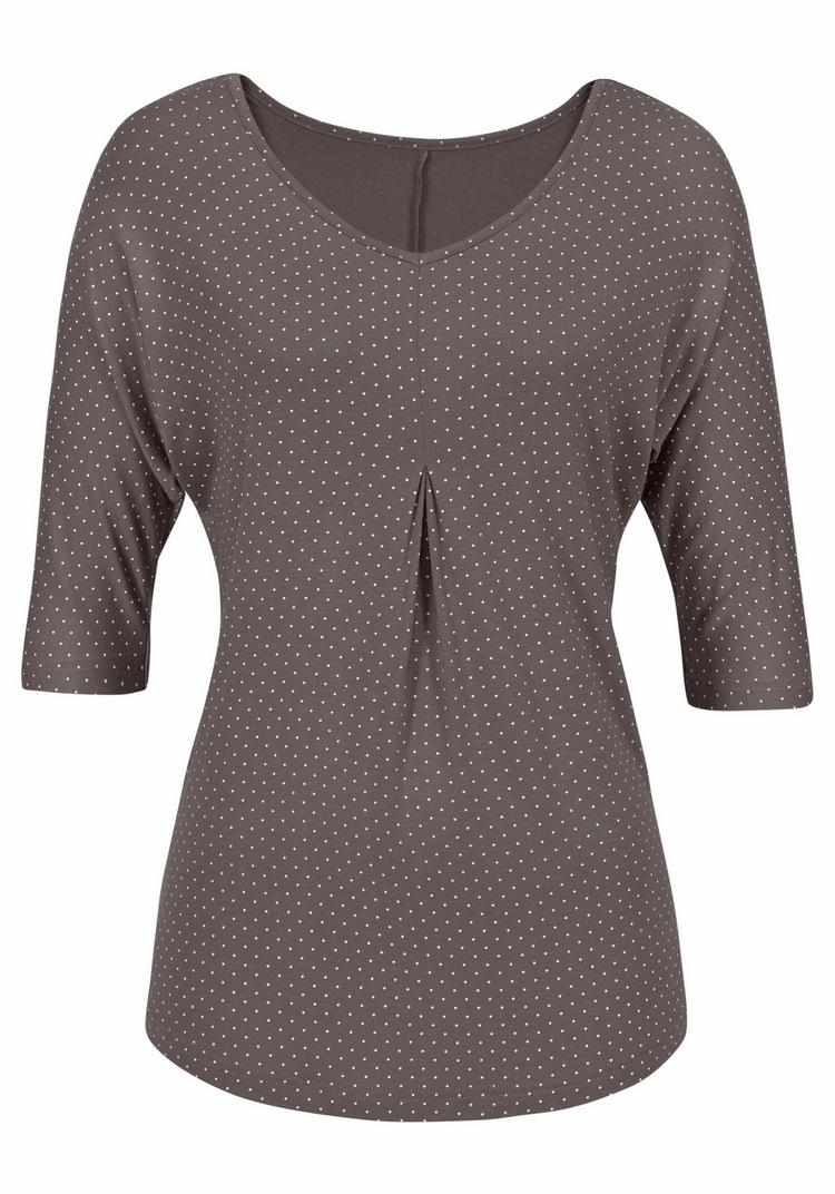 Lascana Lascana Kurzarmshirt T-Shirt Damen - taupe-gepunktet - 0 | SportScheck