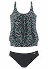 Lascana Oversize-Tankini Bikini Set Damen - schwarz-bedruckt