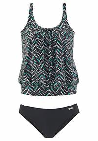 Lascana Oversize-Tankini Bikini Set Damen - schwarz-bedruckt