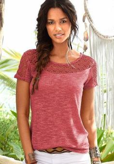 Rückansicht von Vivance Kurzarmshirt T-Shirt Damen kupfer