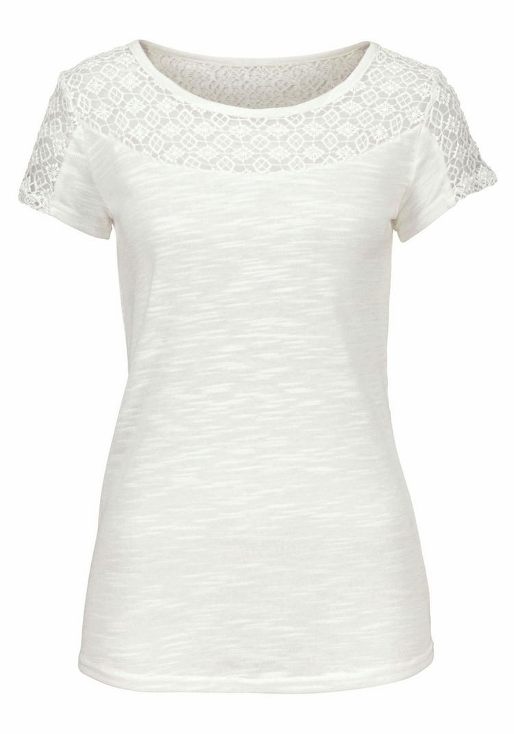 Vivance Vivance Kurzarmshirt T-Shirt Damen - creme - 0 | SportScheck