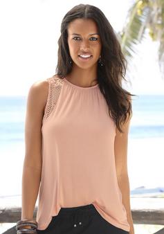 Rückansicht von Lascana Strandtop T-Shirt Damen peach