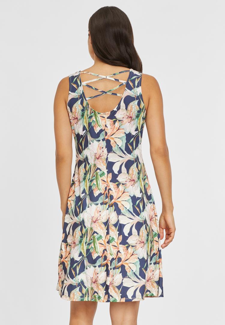 Lascana Lascana Sommerkleid Tr&auml;gerkleid Damen - marine-apricot-bedruckt - 2 | SportScheck