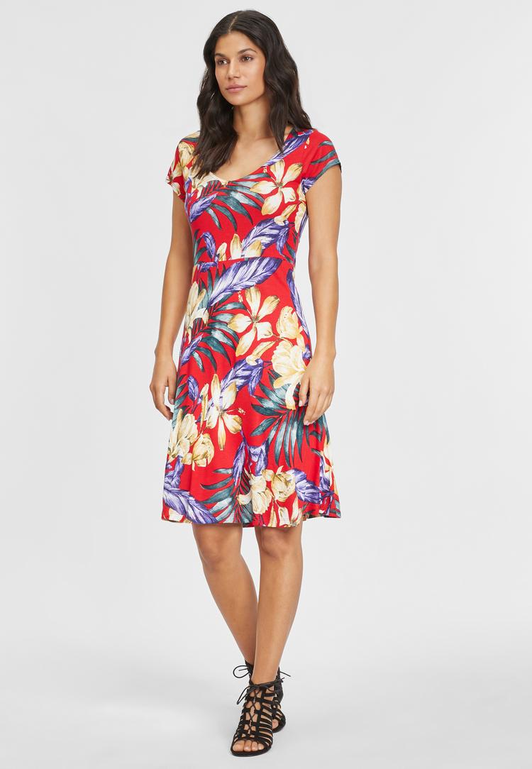 Lascana Lascana Sommerkleid Tr&auml;gerkleid Damen - rot-blau-bedruckt - 0 | SportScheck