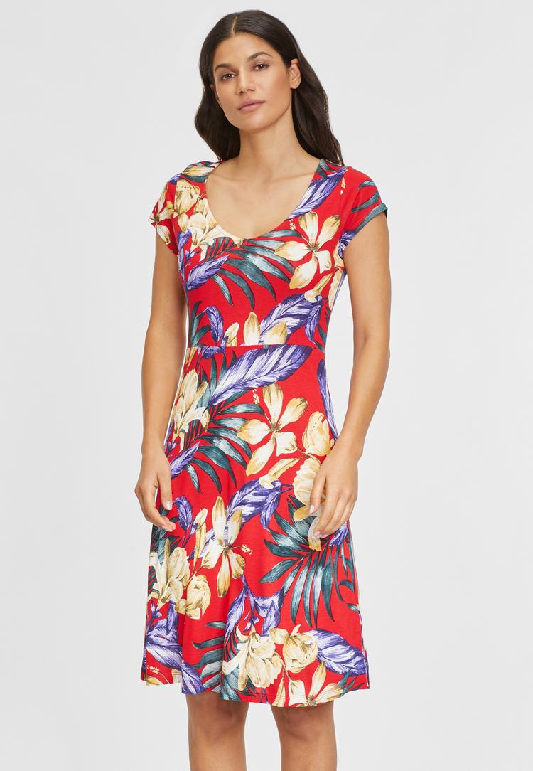 Lascana Lascana Sommerkleid Tr&auml;gerkleid Damen - rot-blau-bedruckt - 1 | SportScheck