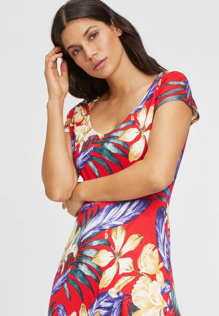 Lascana Lascana Sommerkleid Tr&auml;gerkleid Damen - rot-blau-bedruckt - 1 | SportScheck